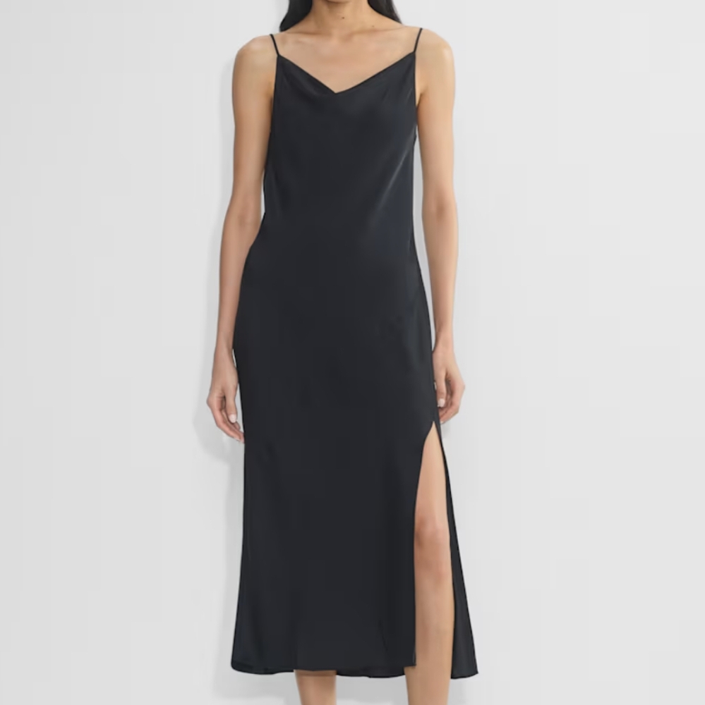 Double satin cowlneck dress